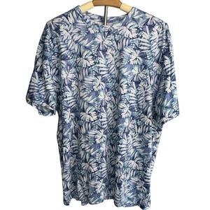 Tommy Bahama Mens Large Frond Impression Tee Blue Allure Short Sleeve Tshirt NWT